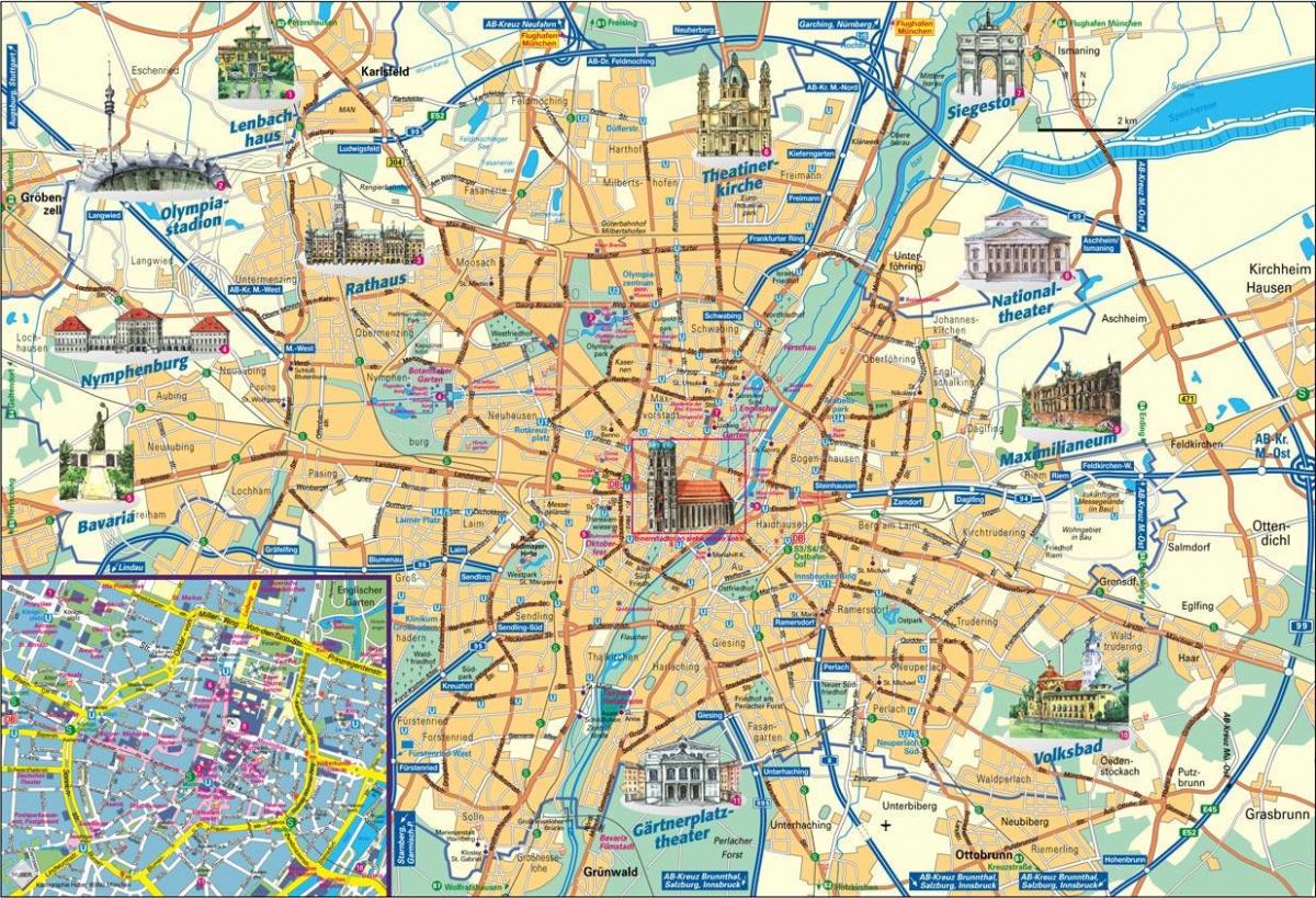 מפת העיר של מינכן גרמניה