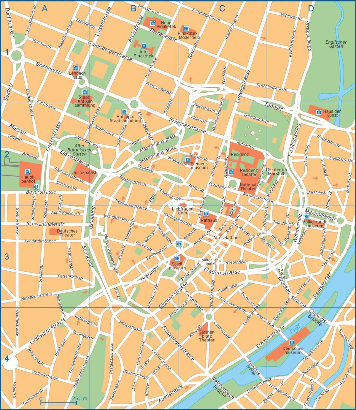 מפת רחובות של מינכן גרמניה