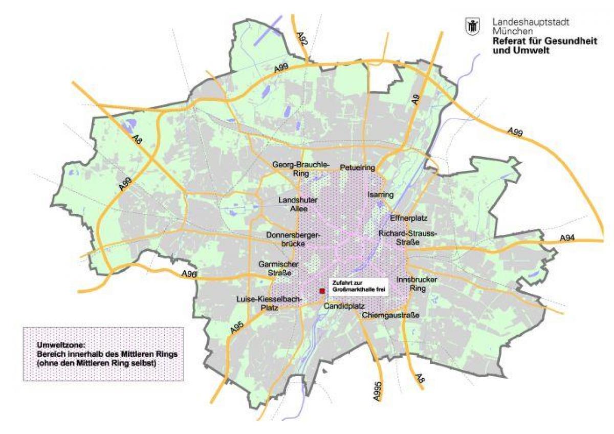 מפה של מינכן אזור ירוק
