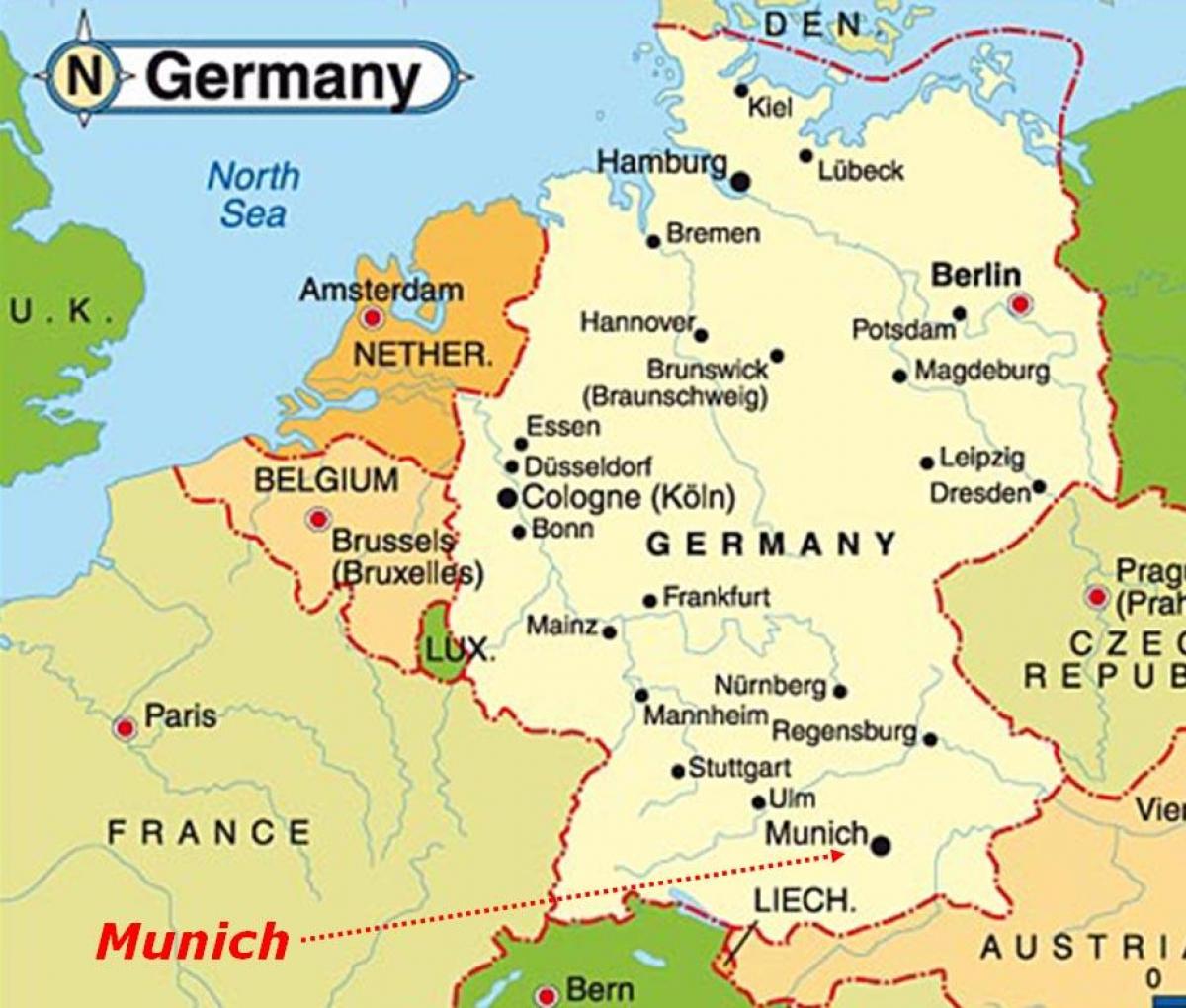מפה של מינכן אירופה