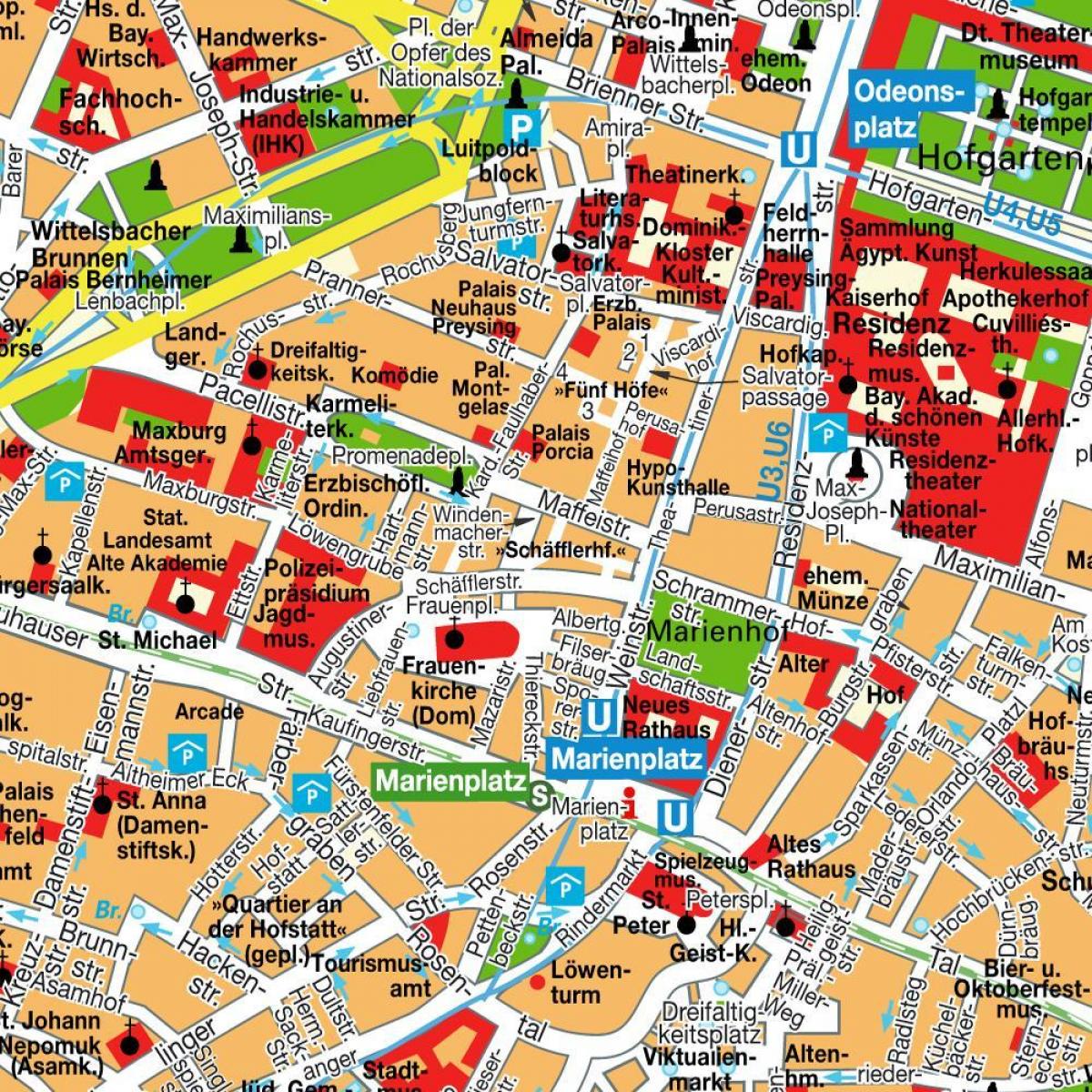 מפת הרחוב של מרכז העיר מינכן