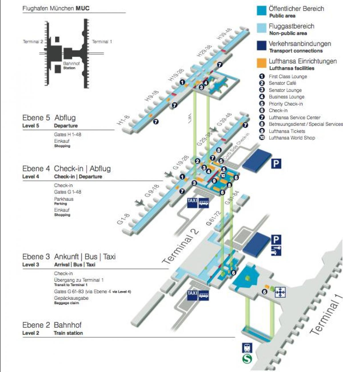 מפה של נמל התעופה של מינכן לופטהנזה