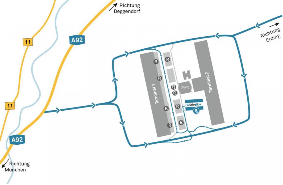 נמל התעופה של מינכן השכרת רכב המפה