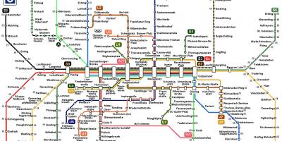 מפת הרכבת התחתית של מינכן גרמניה
